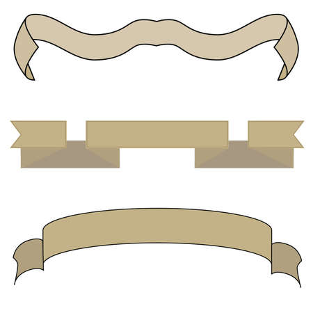 Vector illustration set of three brown bannersのイラスト素材