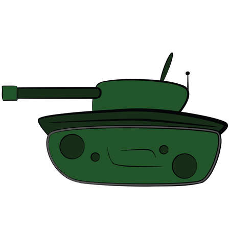 Cartoon illustration of a green armored tankのイラスト素材