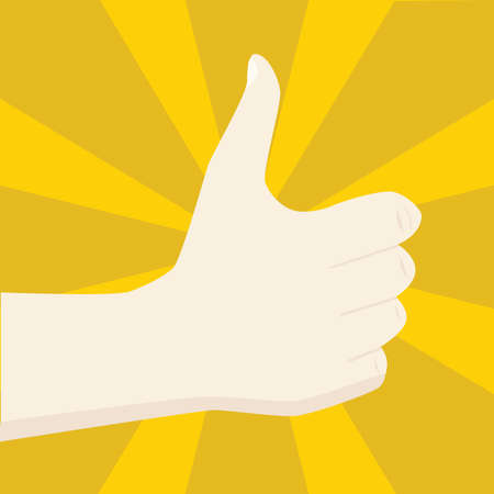 Illustration of a hand making a positive sign, ie. with the thumb upのイラスト素材