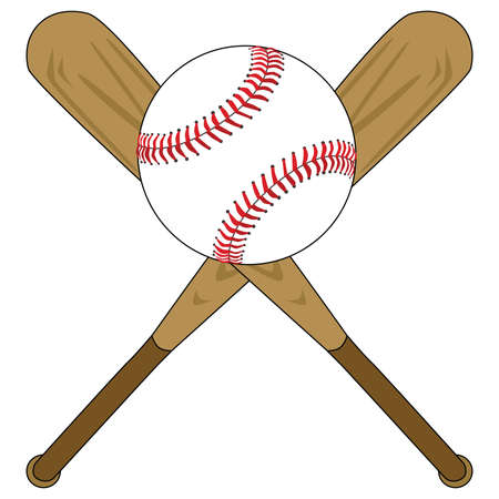 Illustration of two wooden baseball bats and a baseballのイラスト素材