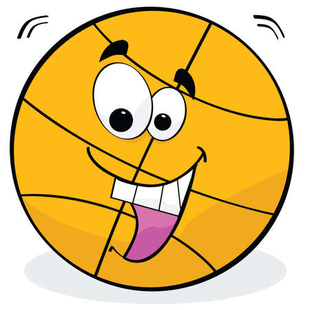 Cartoon illustration of a basketball with a happy faceのイラスト素材