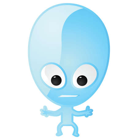 Cartoon illustration of a glossy blue alienのイラスト素材