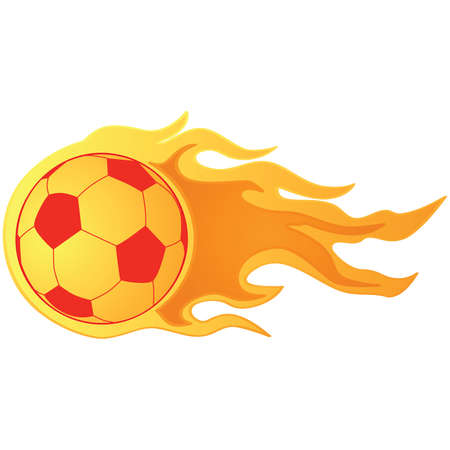 Illustration of a fast moving soccer ball on fireのイラスト素材