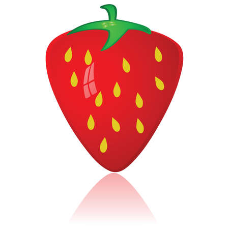 Glossy illustration of a ripe red strawberryのイラスト素材