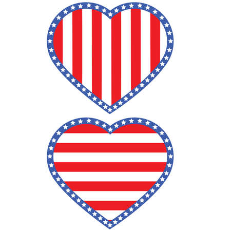 Illustration of a heart with stars and stripes in the color of the flag of the United Statesのイラスト素材