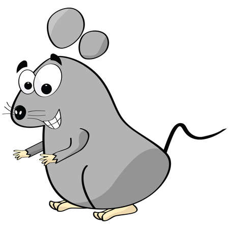 Cartoon illustration of a mouse making a happy faceのイラスト素材