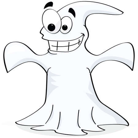 Cartoon illustration of a smiling ghostのイラスト素材