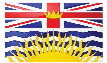 Glossy illustration of the flag of the province of British Columbia, Canadaのイラスト素材