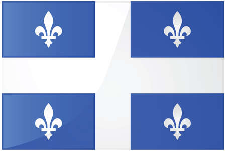 Glossy illustration of the flag of the province of Quebec, Canadaのイラスト素材