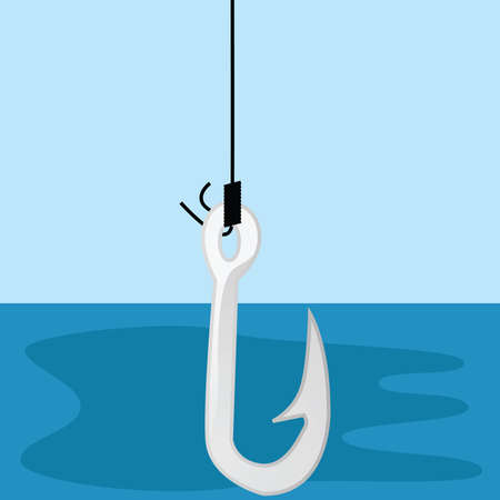 Illustration of a hook with the sea in the backgroundのイラスト素材