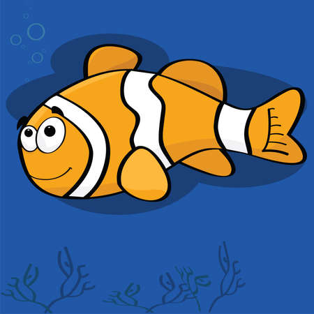 Cartoon illustration of a happy clown fishのイラスト素材