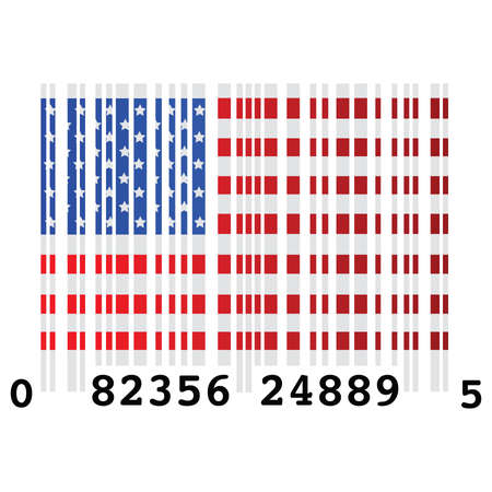 usa, united, states, america, flag, symbol, Concept illustration of a barcode and the flag of the United States, symbolizing over consumptionのイラスト素材