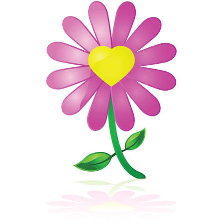 Glossy illustration of a flower with a heart in its centerのイラスト素材