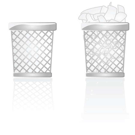 Glossy illustration of an empty and a full garbage canのイラスト素材