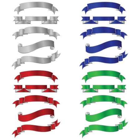 Set of five different colored metallic bannersのイラスト素材