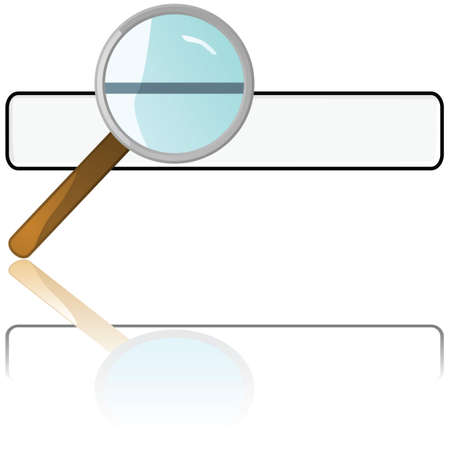 Glossy illustration of a magnifying glass over a search boxのイラスト素材