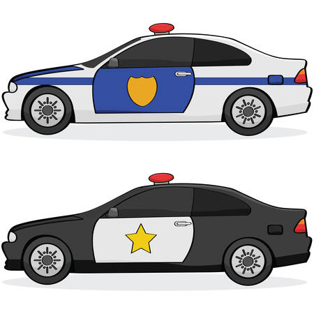 Illustratin of two different police cars with traditional paint jobsのイラスト素材