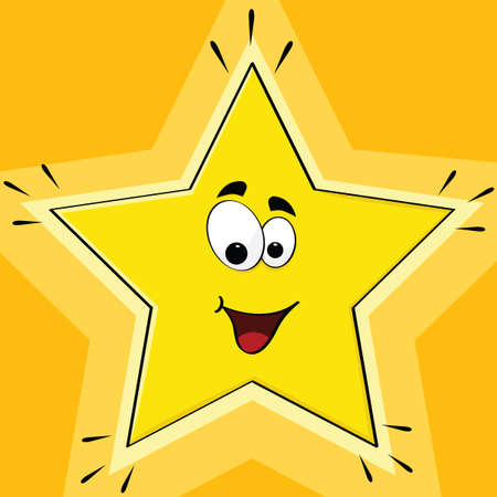 Cartoon illustration of a happy star smiling and shiningのイラスト素材