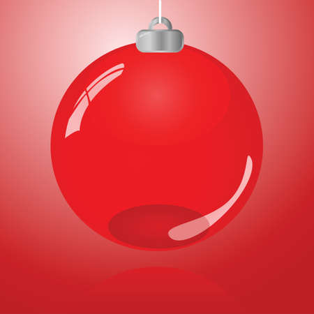 Glossy illustration of a red Christmas decoration ball のイラスト素材