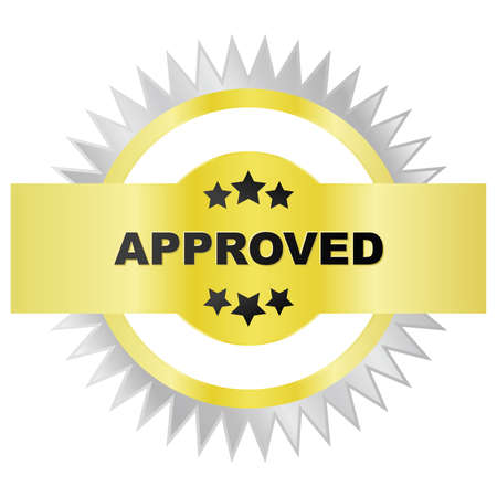 Illustration of a golden and silver seal of approvalのイラスト素材