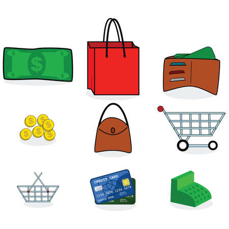 Collection of colorful shopping and money icons のイラスト素材