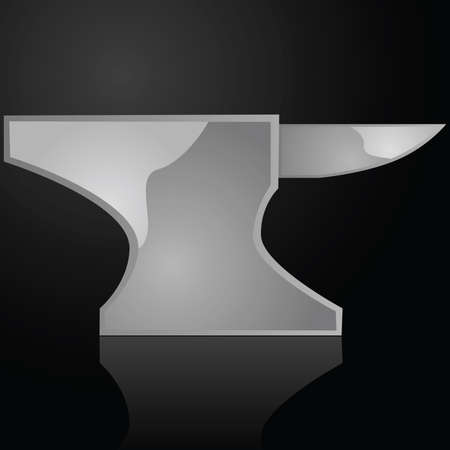 Glossy illustration of an iron anvil over a black surfaceのイラスト素材