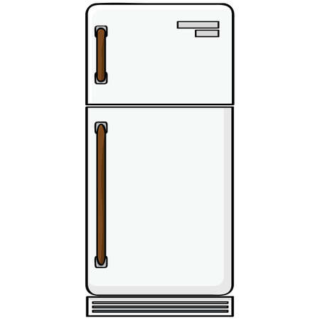Cartoon illustration showing an old-style refrigerator modelのイラスト素材