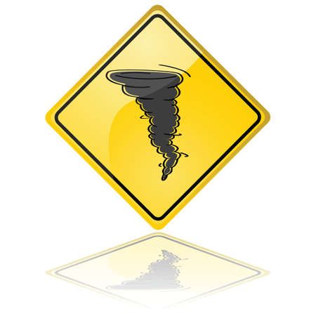 Glossy illustration of a warning sign showing a tornadoのイラスト素材