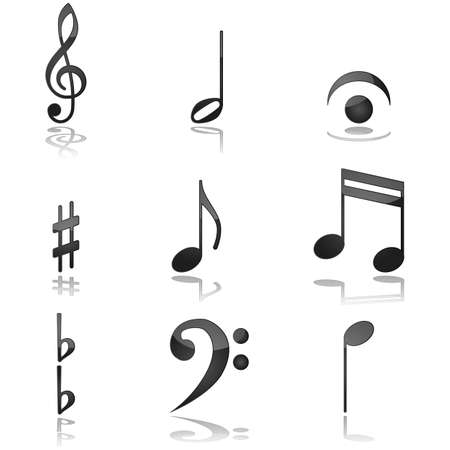 Glossy illustration showing different graphics commonly used in music notationsのイラスト素材