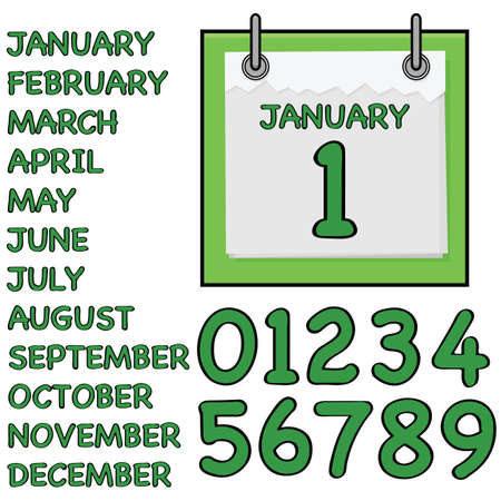 Illustration of a paper calendar with some days ripped off. Easy to configure date with numbers and months.のイラスト素材