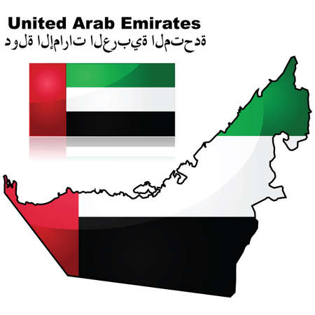Map and flag of the United Arab Emirates (UAE)のイラスト素材