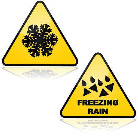 Traffic signs showing warnings for snow and freezing rainのイラスト素材