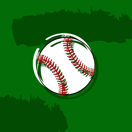 Concept illustration showing a stylized baseball over a green のイラスト素材