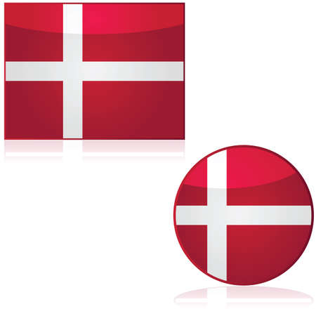 Flag and round icon showing the flag of Denmarkのイラスト素材