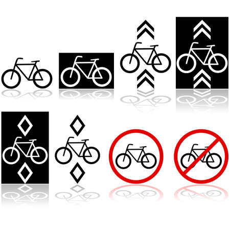 Set with different bicycle signs and iconsのイラスト素材