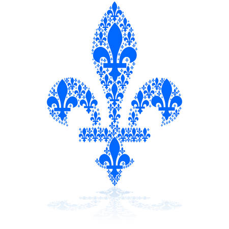 Concept illustration showing a blue fleur-de-lys icon made up of smaller versions of itのイラスト素材