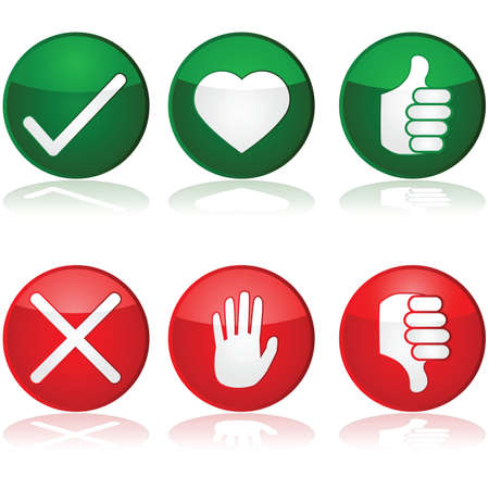 Icon set with different positive and negative options for interaction buttonsのイラスト素材