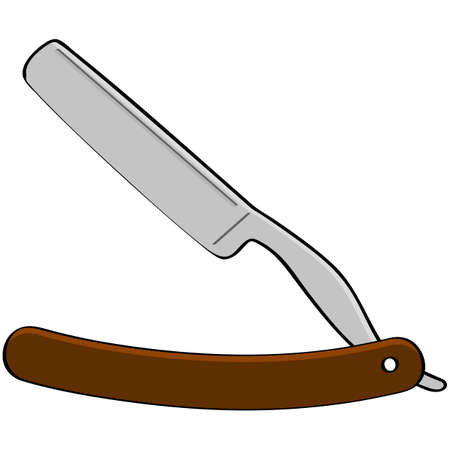 Cartoon illustration showing an old style barber razor bladeのイラスト素材