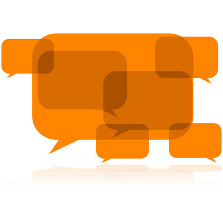 Concept illustration showing talk balloons overlapping and creating noise in the conversationのイラスト素材
