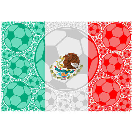 Concept illustration showing the flag of Mexico made up of soccer ballsのイラスト素材