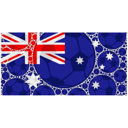 Concept illustration showing the flag of Australia made up of soccer ballsのイラスト素材