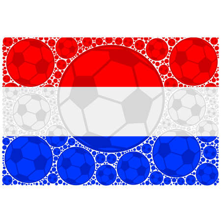 Concept illustration showing the flag of the Netherlands made up of soccer ballsのイラスト素材