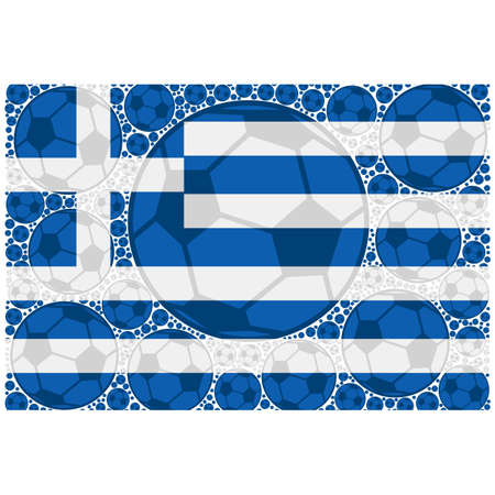 Concept illustration showing the flag of Greece made up of soccer ballsのイラスト素材