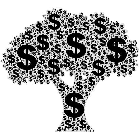 Concept illustration showing a tree made of dollar signsのイラスト素材
