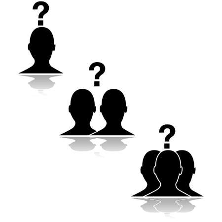 Concept illustration showing the outline of a person questioning relationships with other peopleのイラスト素材