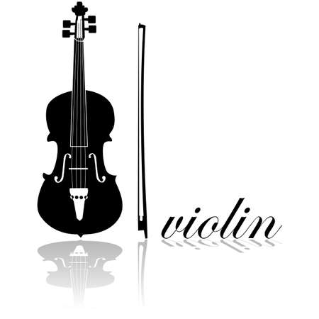 Icon showing a violin combined with the word 'violin' written in cursive modeのイラスト素材