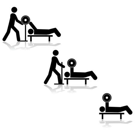 Icon illustration showing a person lifting weights with the help of someone elseのイラスト素材
