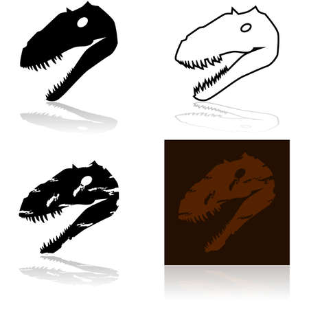 Icon set showing the skull of a dinosaurのイラスト素材