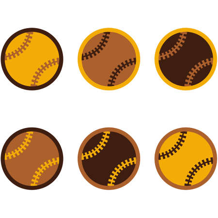 Icon set showing a baseball in flat style design using different colorsのイラスト素材