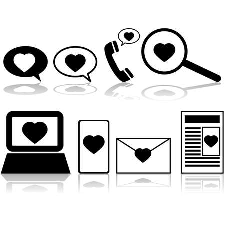 Icon set showing different ways of communicating loveのイラスト素材